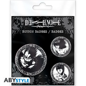 Obrazek Zestaw przypinek Light, L i Ryuk – Death Note