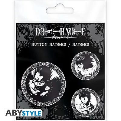 Obrazek Zestaw przypinek Light, L i Ryuk – Death Note