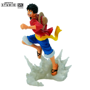 Profil figurki Luffy'ego ukazujący słomkowy kapelusz na plecach i ruch postaci